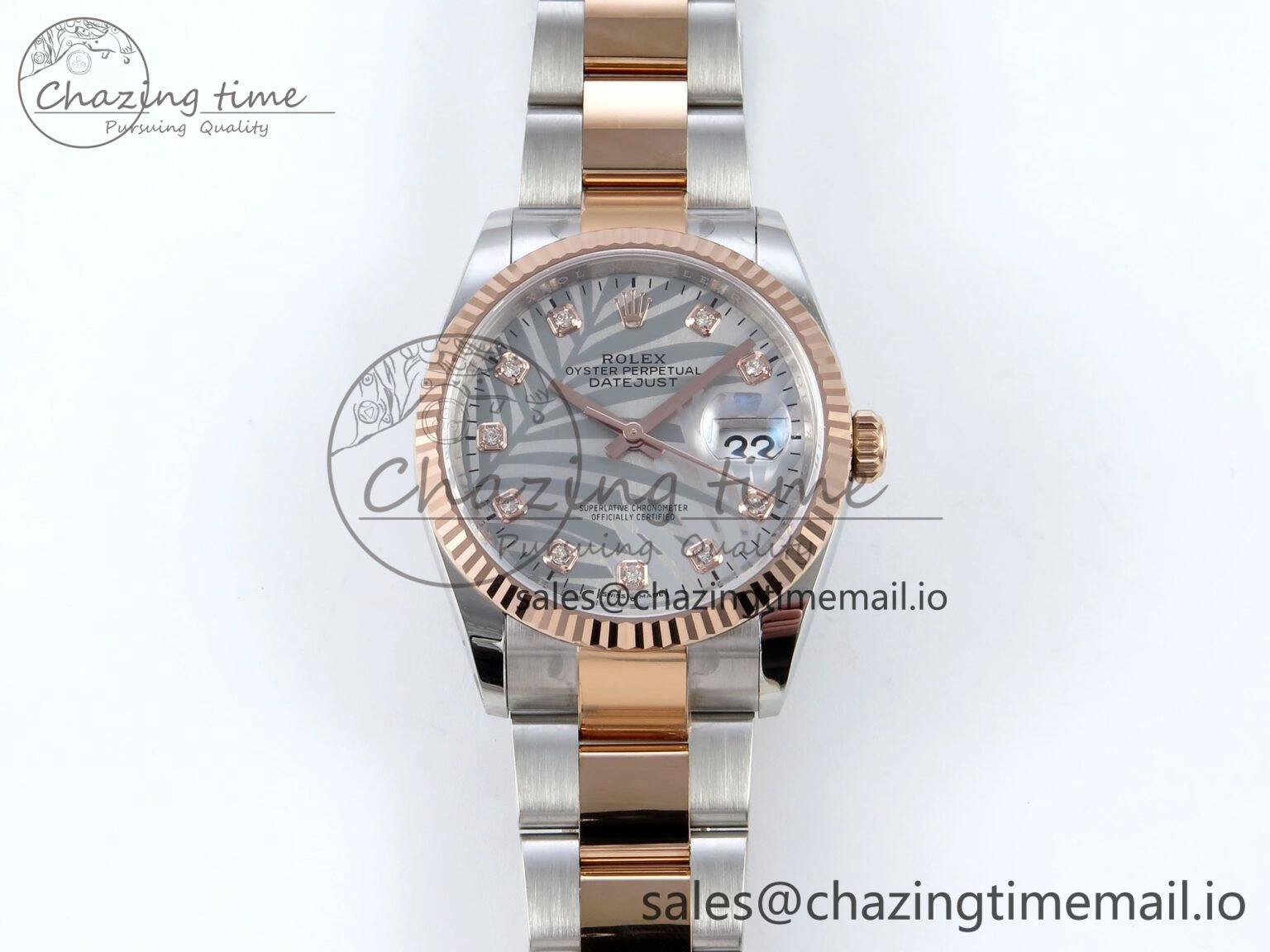 DateJust 36 126231 EWEF Best Edition Silver Leaf Diamonds Dial on SS RG Oyster Bracelet A3235