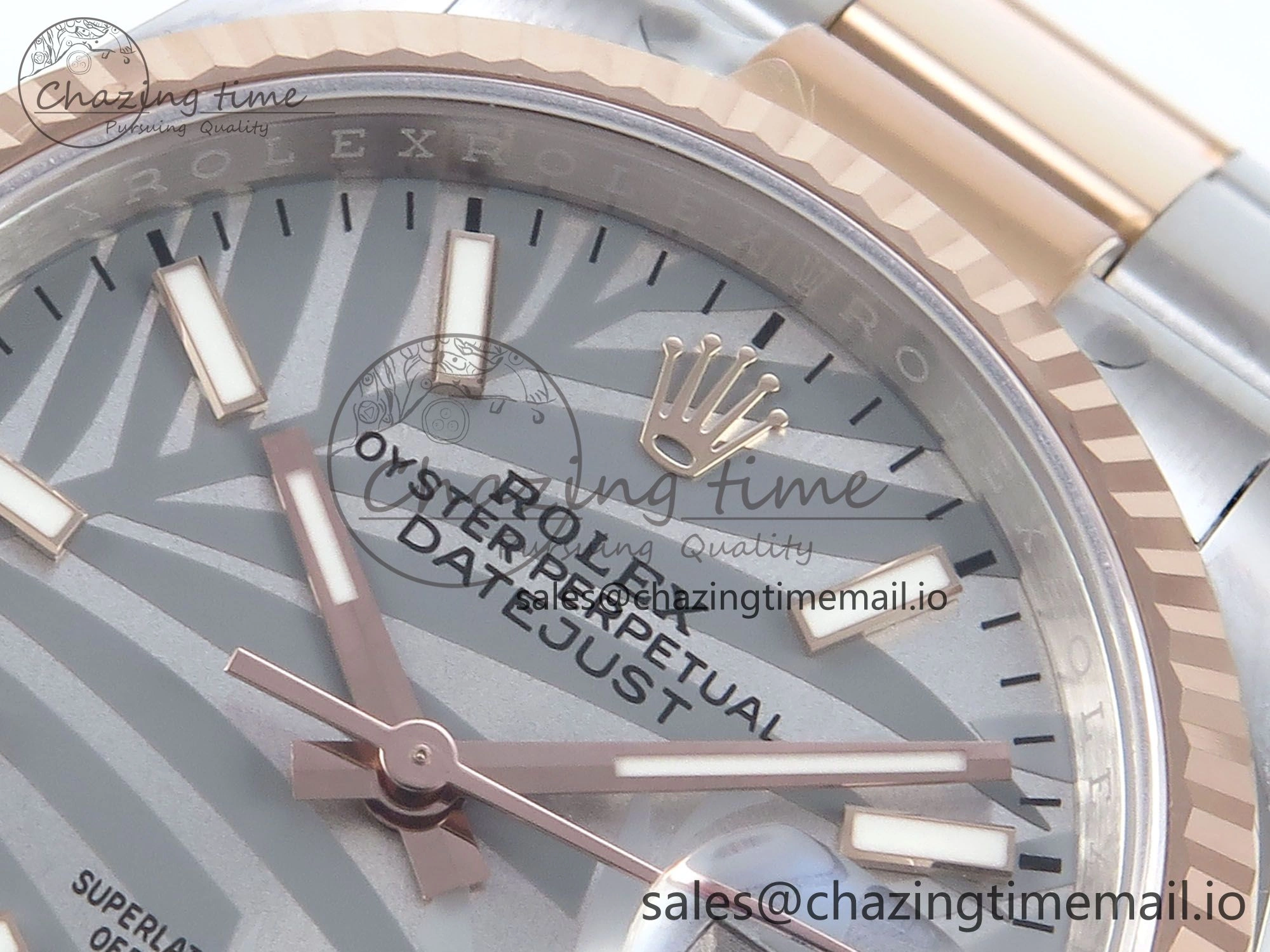 DateJust 36 126231 EWEF Best Edition Silver Leaf Stick Dial on SS RG Oyster Bracelet A3235