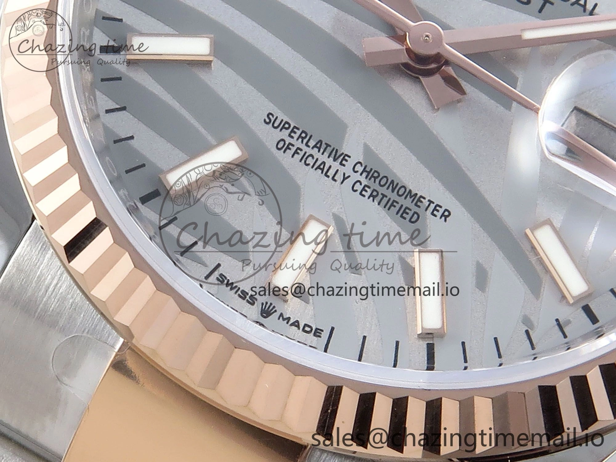 DateJust 36 126231 EWEF Best Edition Silver Leaf Stick Dial on SS RG Oyster Bracelet A3235