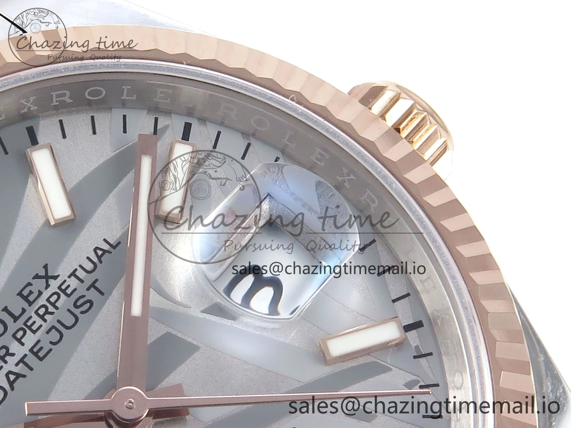 DateJust 36 126231 EWEF Best Edition Silver Leaf Stick Dial on SS RG Oyster Bracelet A3235