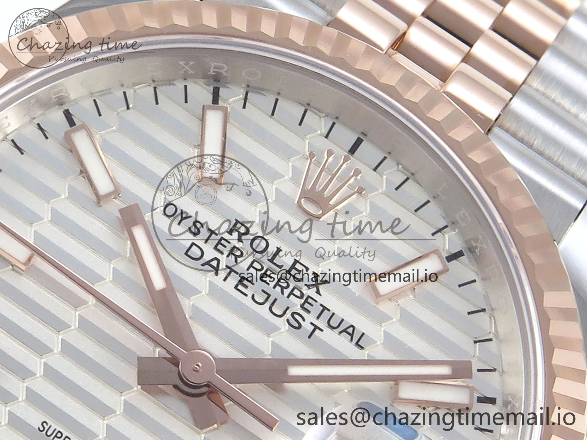 DateJust 36 126231 EWEF Best Edition Silver Textured Dial Stick Marker on SS RG Jubilee Bracelet A3235