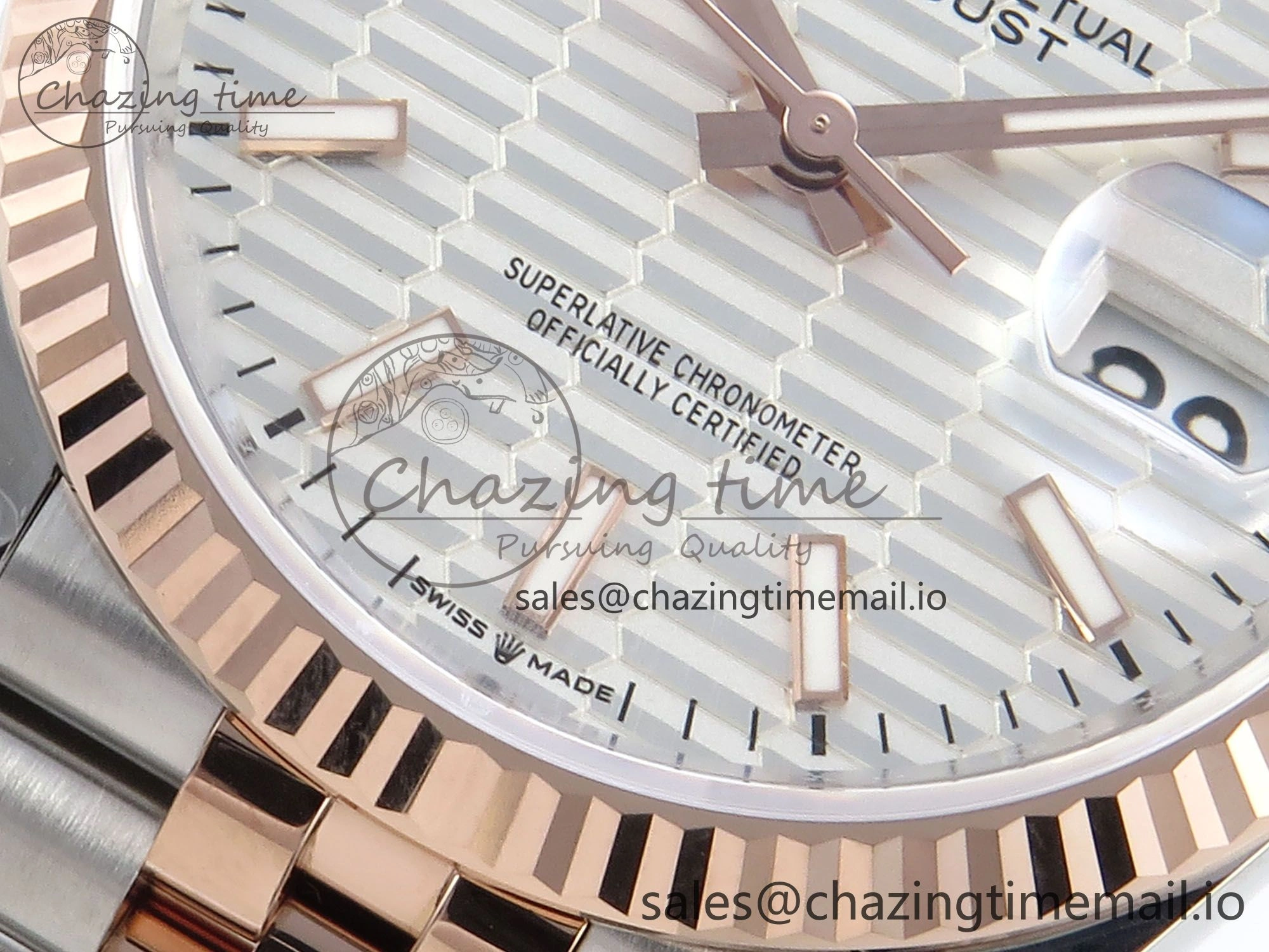 DateJust 36 126231 EWEF Best Edition Silver Textured Dial Stick Marker on SS RG Jubilee Bracelet A3235