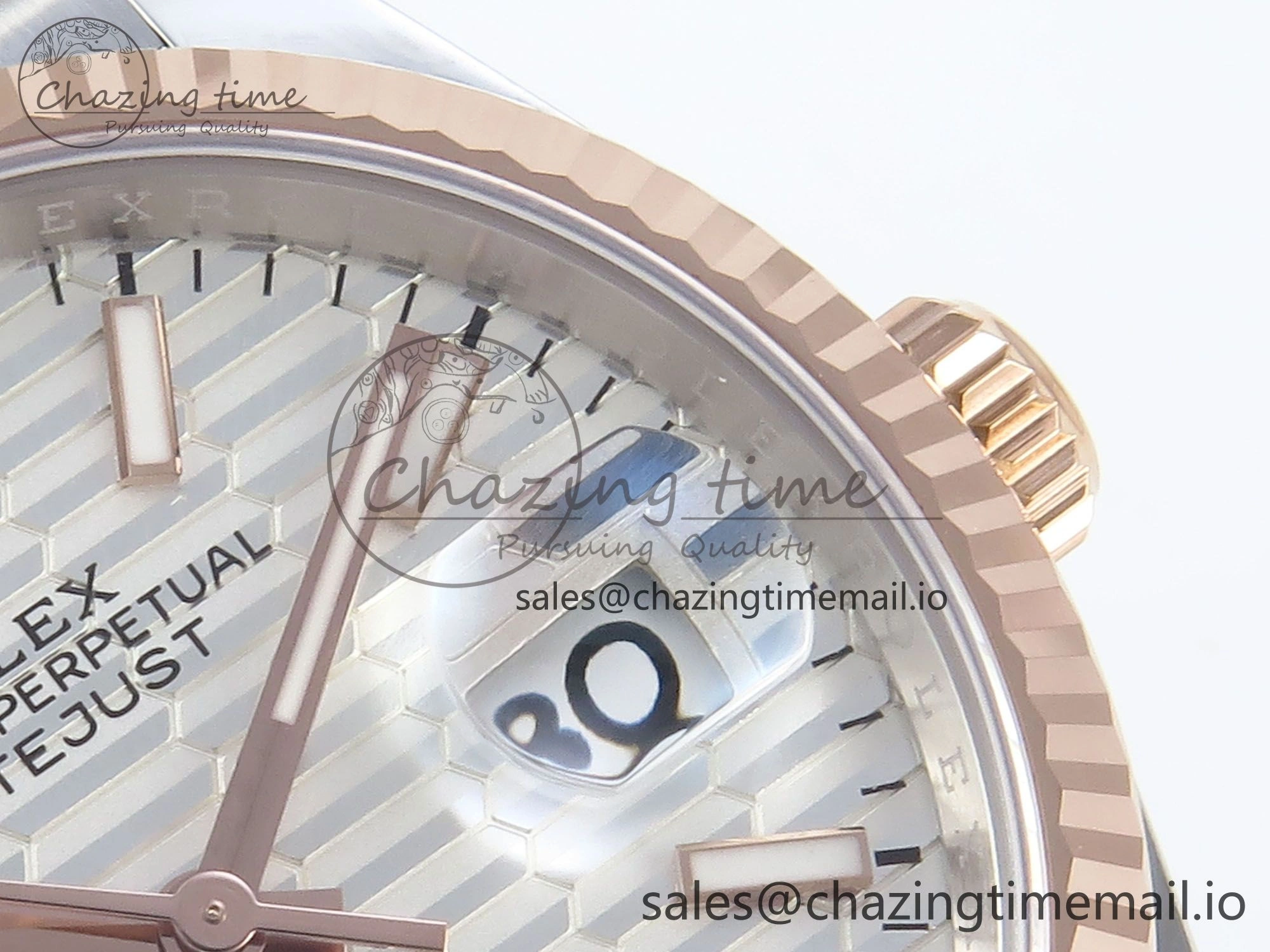 DateJust 36 126231 EWEF Best Edition Silver Textured Dial Stick Marker on SS RG Jubilee Bracelet A3235
