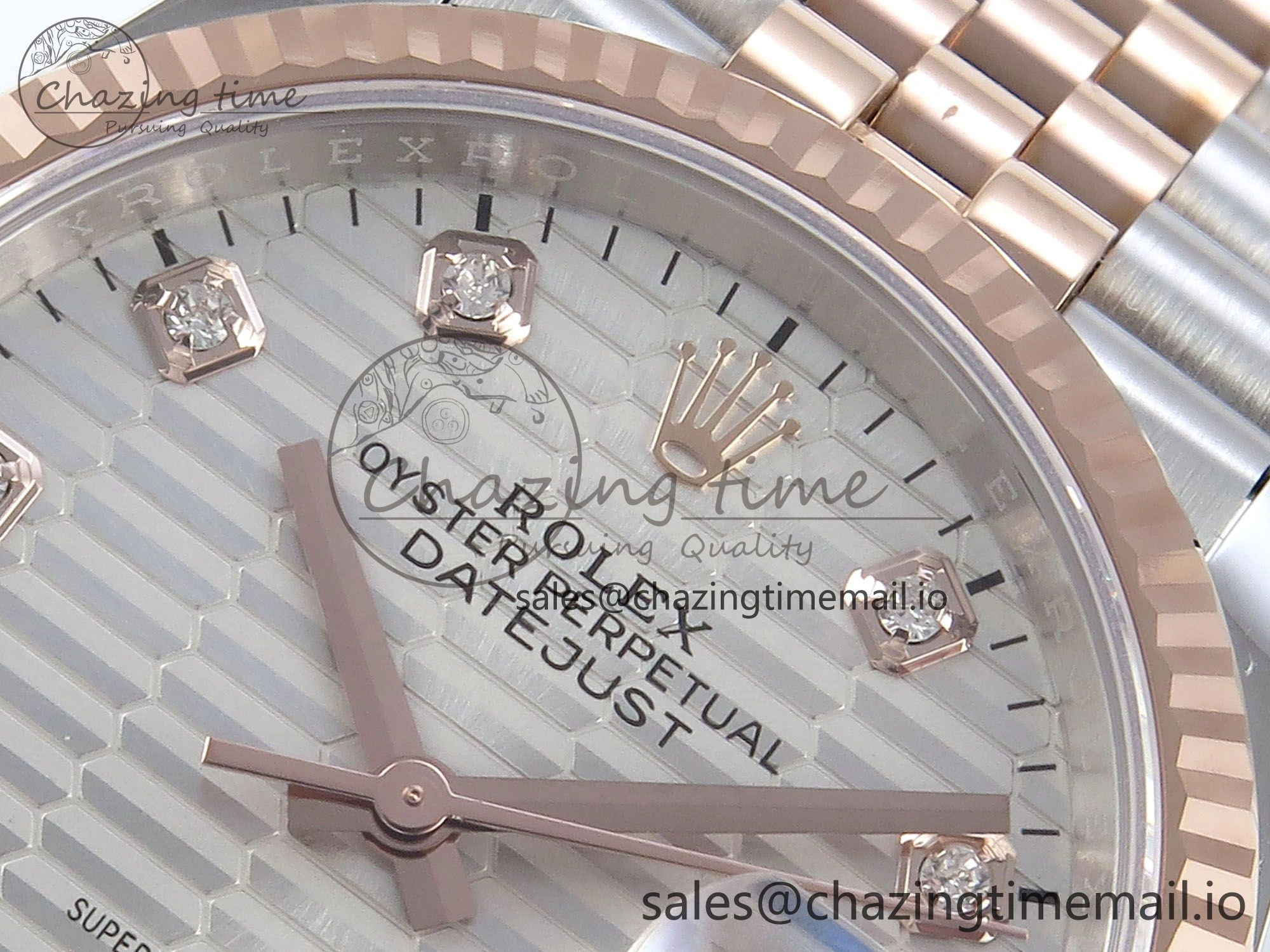 DateJust 36 126231 EWEF Best Edition Silver Textured Diamonds Dial on SS RG Jubilee Bracelet A3235