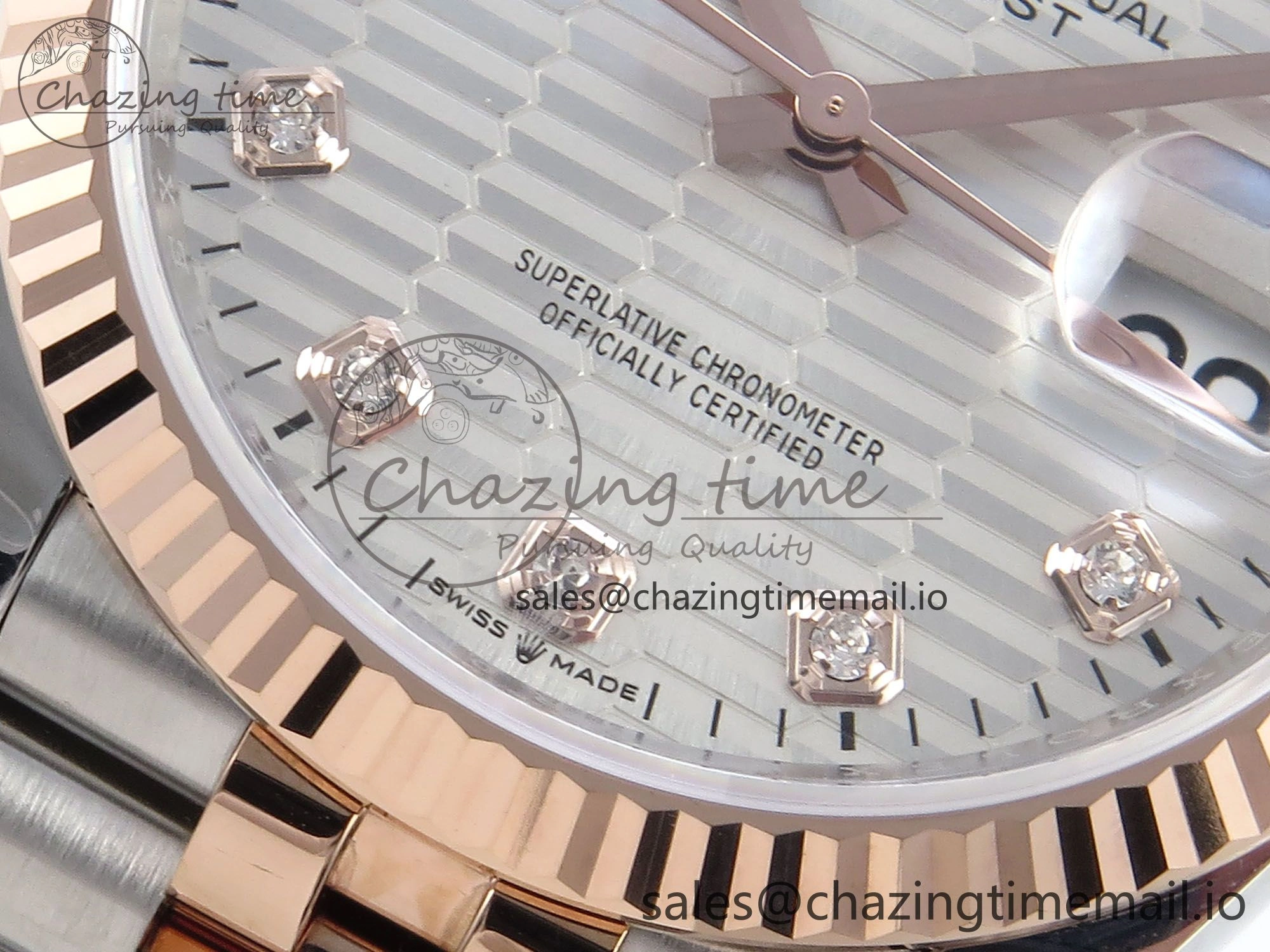 DateJust 36 126231 EWEF Best Edition Silver Textured Diamonds Dial on SS RG Jubilee Bracelet A3235
