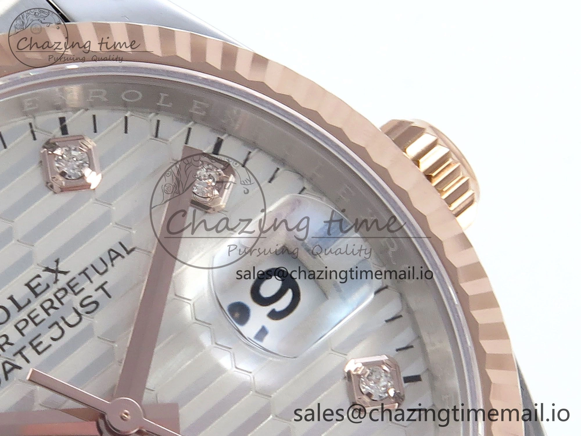 DateJust 36 126231 EWEF Best Edition Silver Textured Diamonds Dial on SS RG Jubilee Bracelet A3235