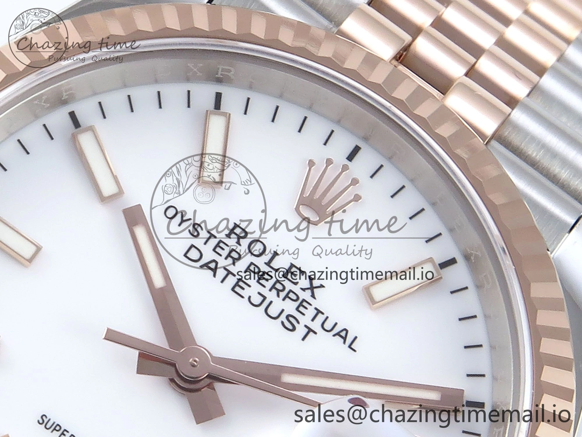 DateJust 36 126231 EWEF Best Edition White Dial Stick Marker on SS RG Jubilee Bracelet A3235
