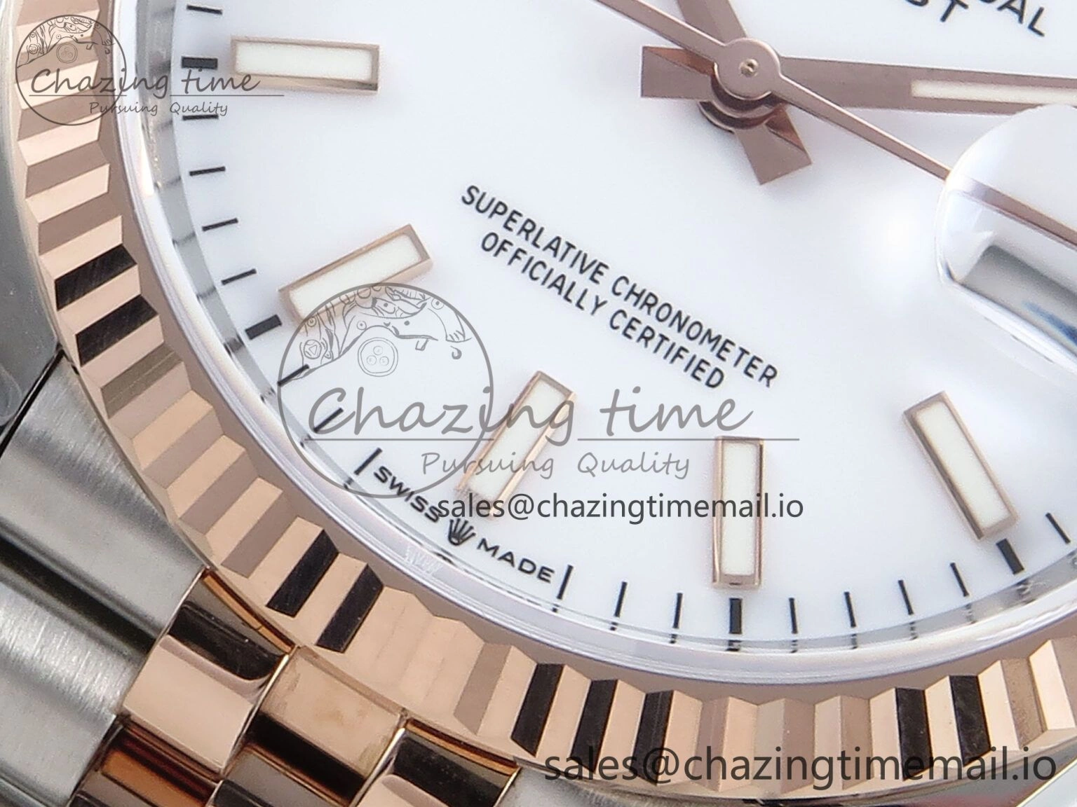 DateJust 36 126231 EWEF Best Edition White Dial Stick Marker on SS RG Jubilee Bracelet A3235