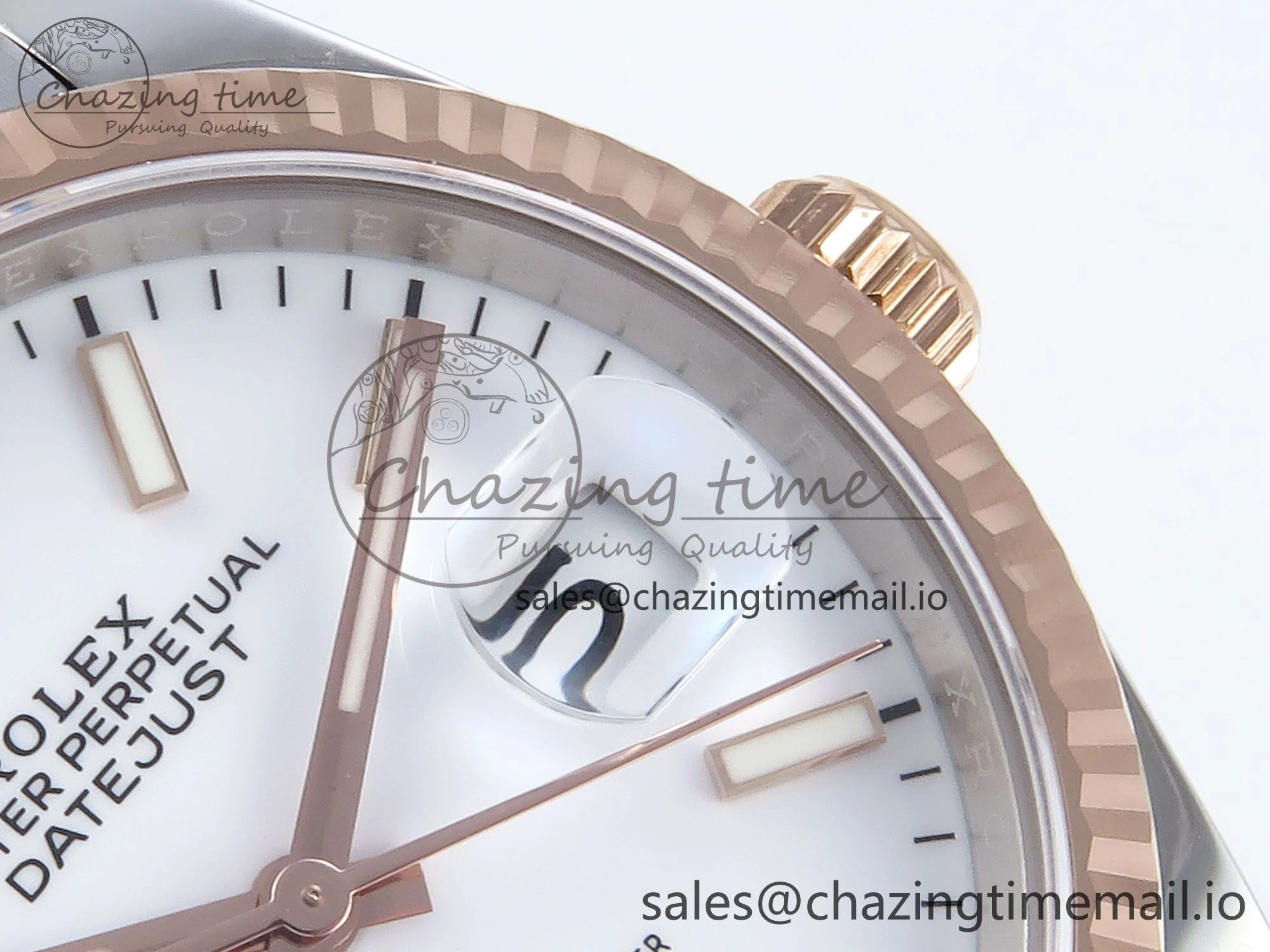 DateJust 36 126231 EWEF Best Edition White Dial Stick Marker on SS RG Jubilee Bracelet A3235