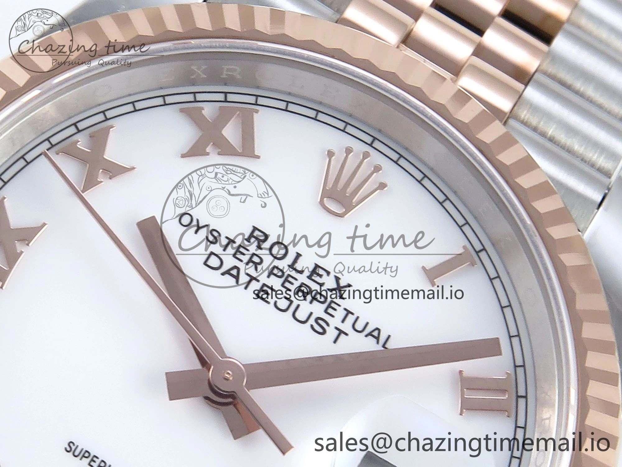 DateJust 36 126231 EWEF Best Edition White Roman Dial on SS RG Jubilee Bracelet A3235