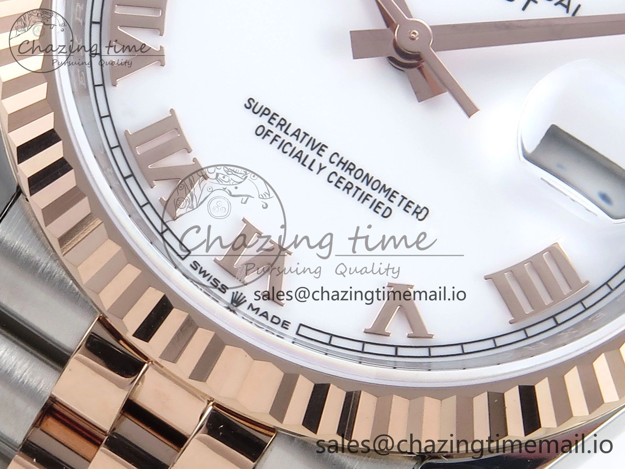DateJust 36 126231 EWEF Best Edition White Roman Dial on SS RG Jubilee Bracelet A3235