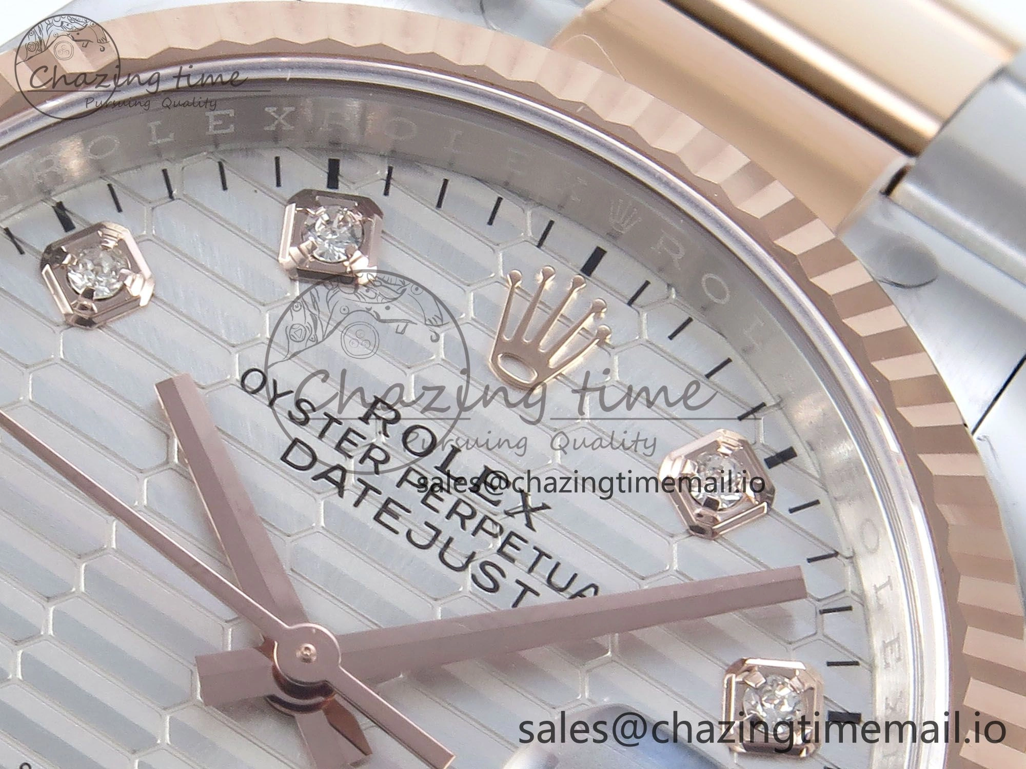 DateJust 36 126231 EWEF Best Edition White Textured Diamonds Dial on SS RG Oyster Bracelet A3235