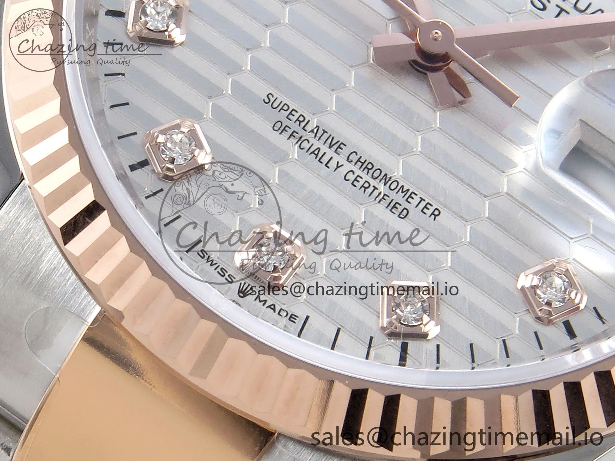 DateJust 36 126231 EWEF Best Edition White Textured Diamonds Dial on SS RG Oyster Bracelet A3235