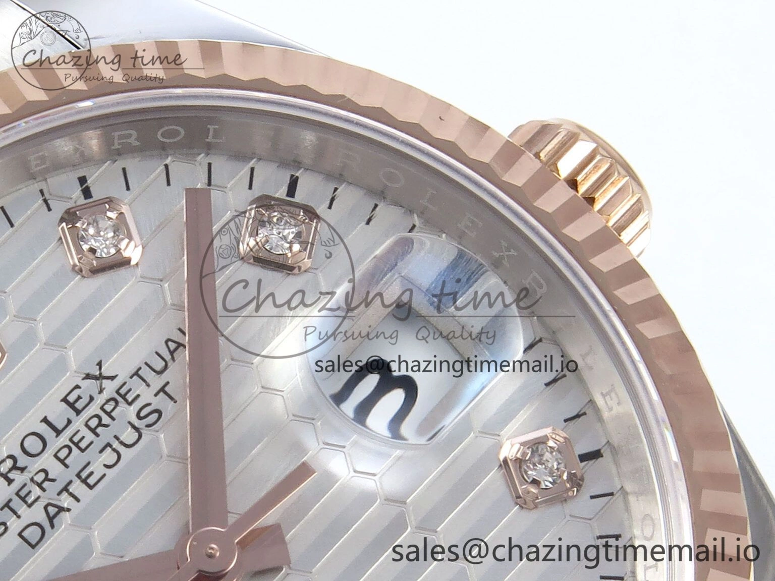 DateJust 36 126231 EWEF Best Edition White Textured Diamonds Dial on SS RG Oyster Bracelet A3235