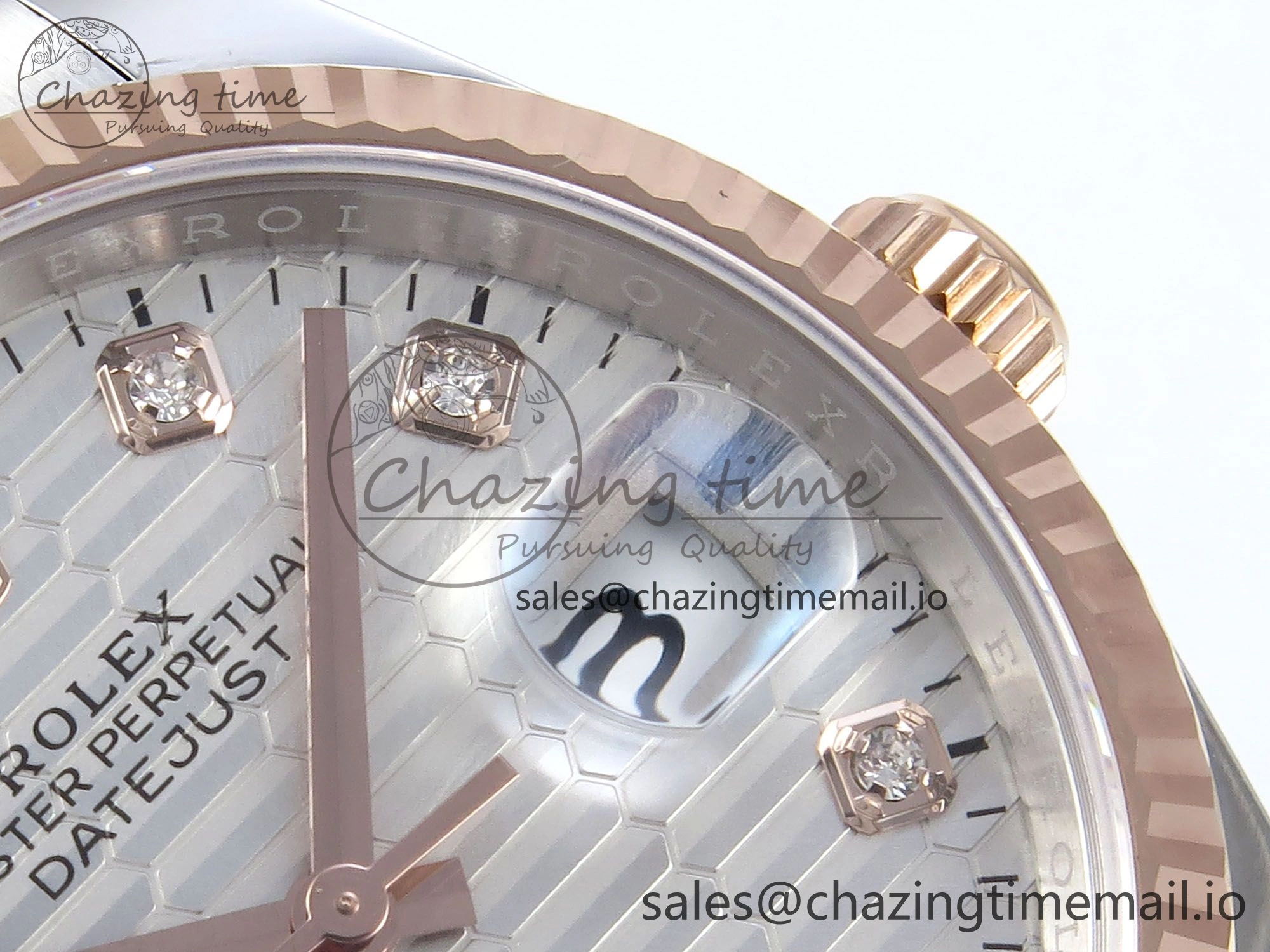 DateJust 36 126231 EWEF Best Edition White Textured Diamonds Dial on SS RG Oyster Bracelet A3235