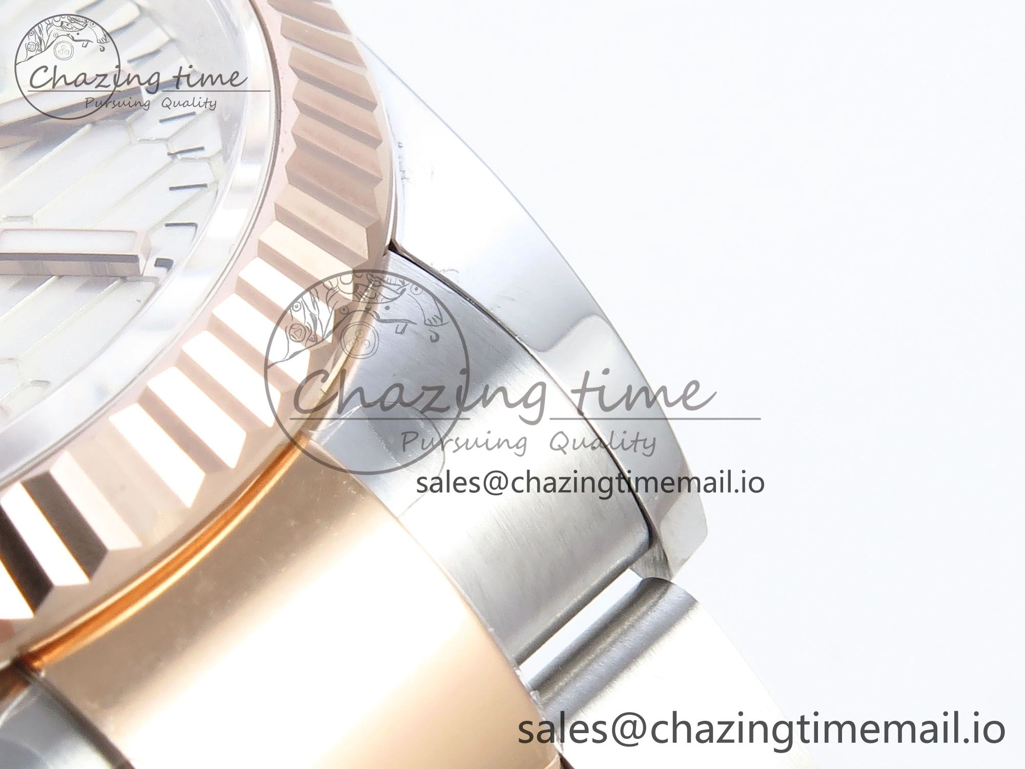 DateJust 36 126231 EWEF Best Edition White Textured Stick on SS RG Oyster Bracelet A3235