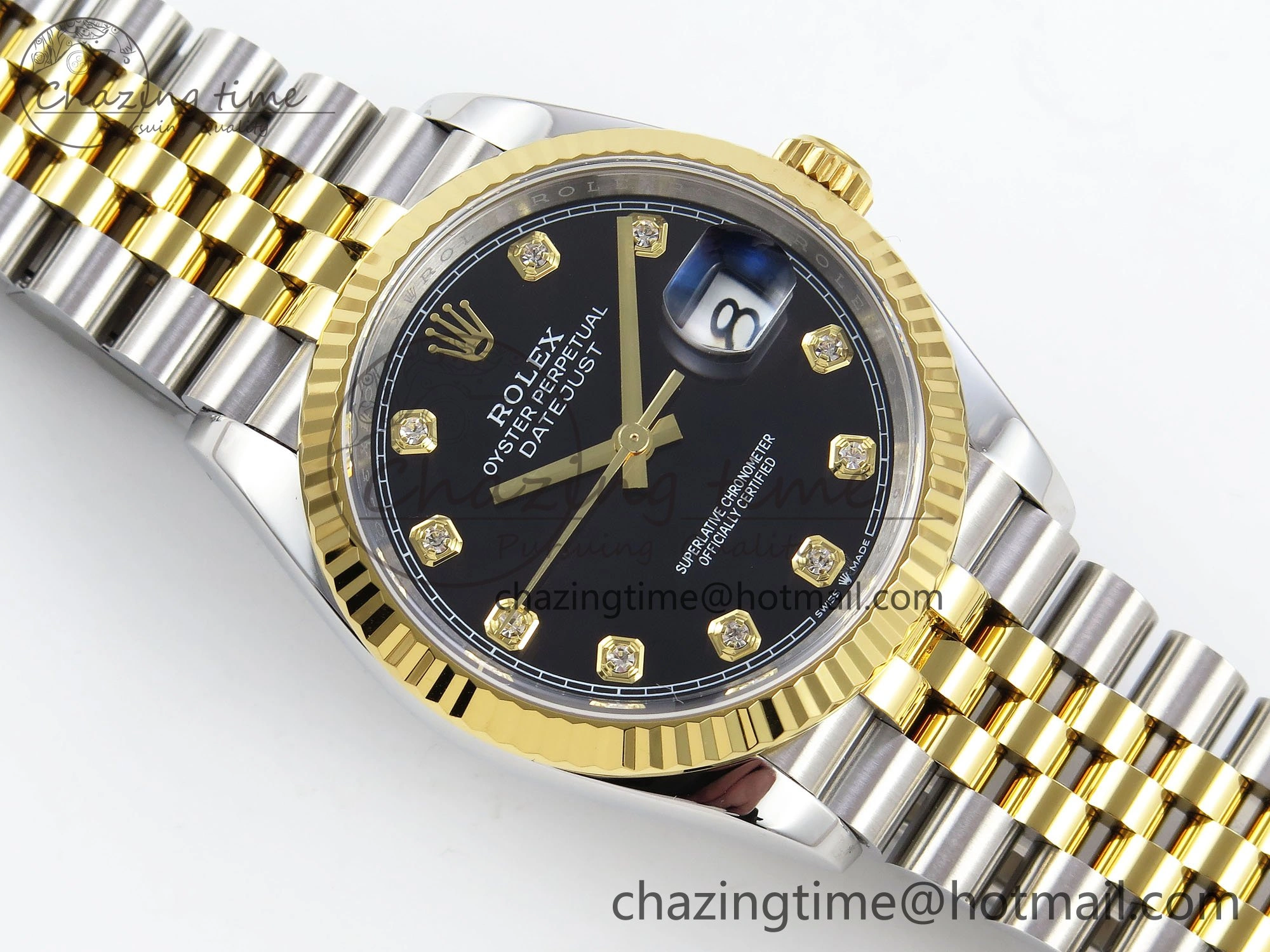 DateJust 36 126233 APF 1:1 Best Edition 904L Steel Black Diamonds Dial on SS YG Jubilee Bracelet VR3235