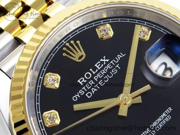 DateJust 36 126233 APF 1:1 Best Edition 904L Steel Black Diamonds Dial on SS YG Jubilee Bracelet VR3235