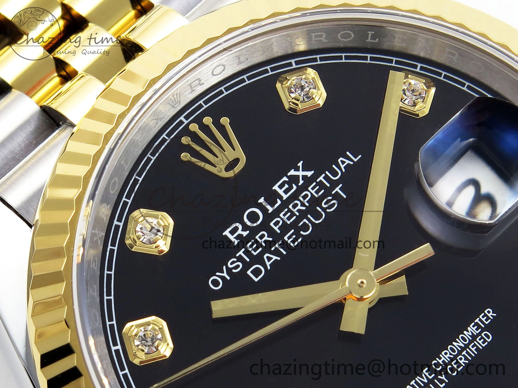 DateJust 36 126233 APF 1:1 Best Edition 904L Steel Black Diamonds Dial on SS YG Jubilee Bracelet VR3235