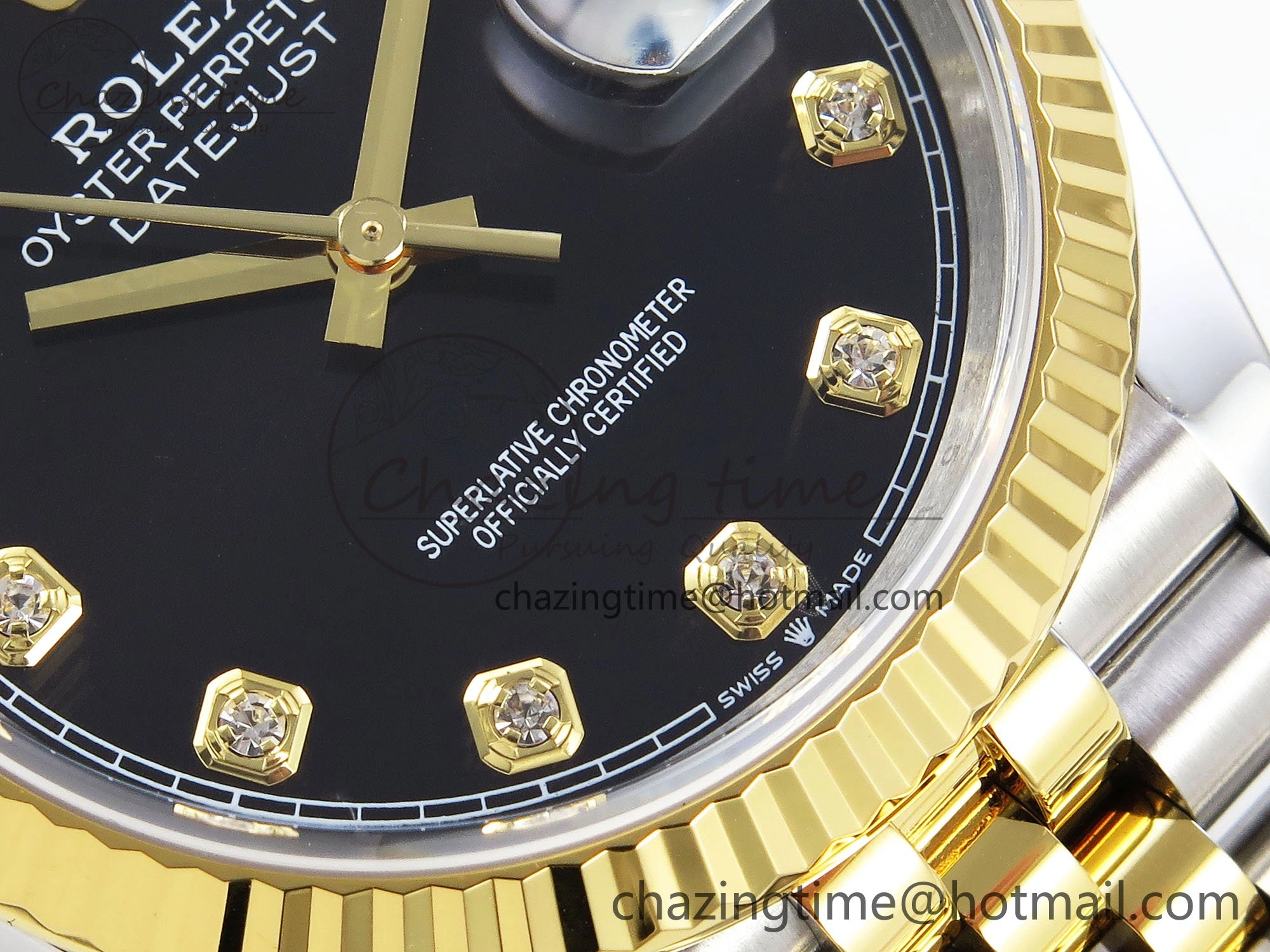 DateJust 36 126233 APF 1:1 Best Edition 904L Steel Black Diamonds Dial on SS YG Jubilee Bracelet VR3235
