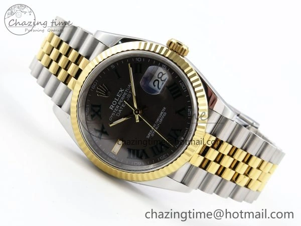 DateJust 36 126233 APF 1:1 Best Edition 904L Steel Gray Dial Green Roman on SS YG Jubilee Bracelet VR3235