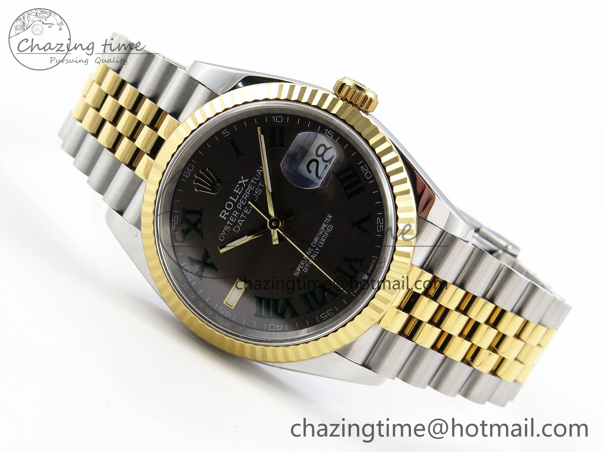 DateJust 36 126233 APF 1:1 Best Edition 904L Steel Gray Dial Green Roman on SS YG Jubilee Bracelet VR3235