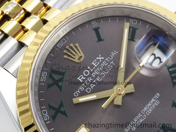 DateJust 36 126233 APF 1:1 Best Edition 904L Steel Gray Dial Green Roman on SS YG Jubilee Bracelet VR3235