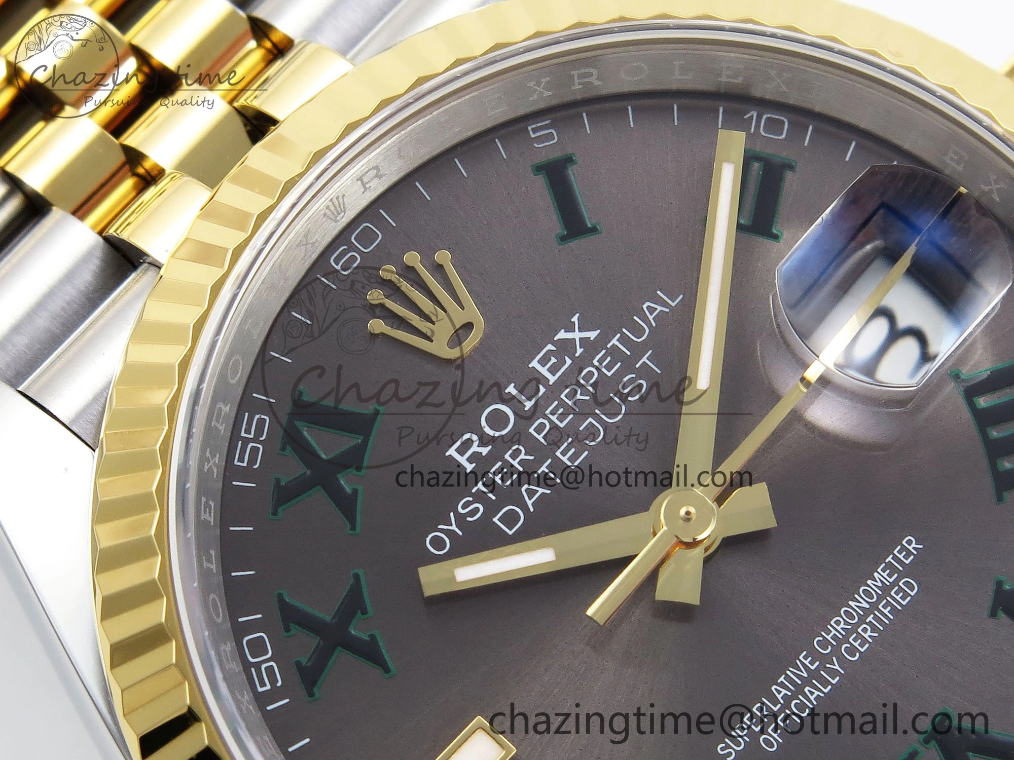 DateJust 36 126233 APF 1:1 Best Edition 904L Steel Gray Dial Green Roman on SS YG Jubilee Bracelet VR3235