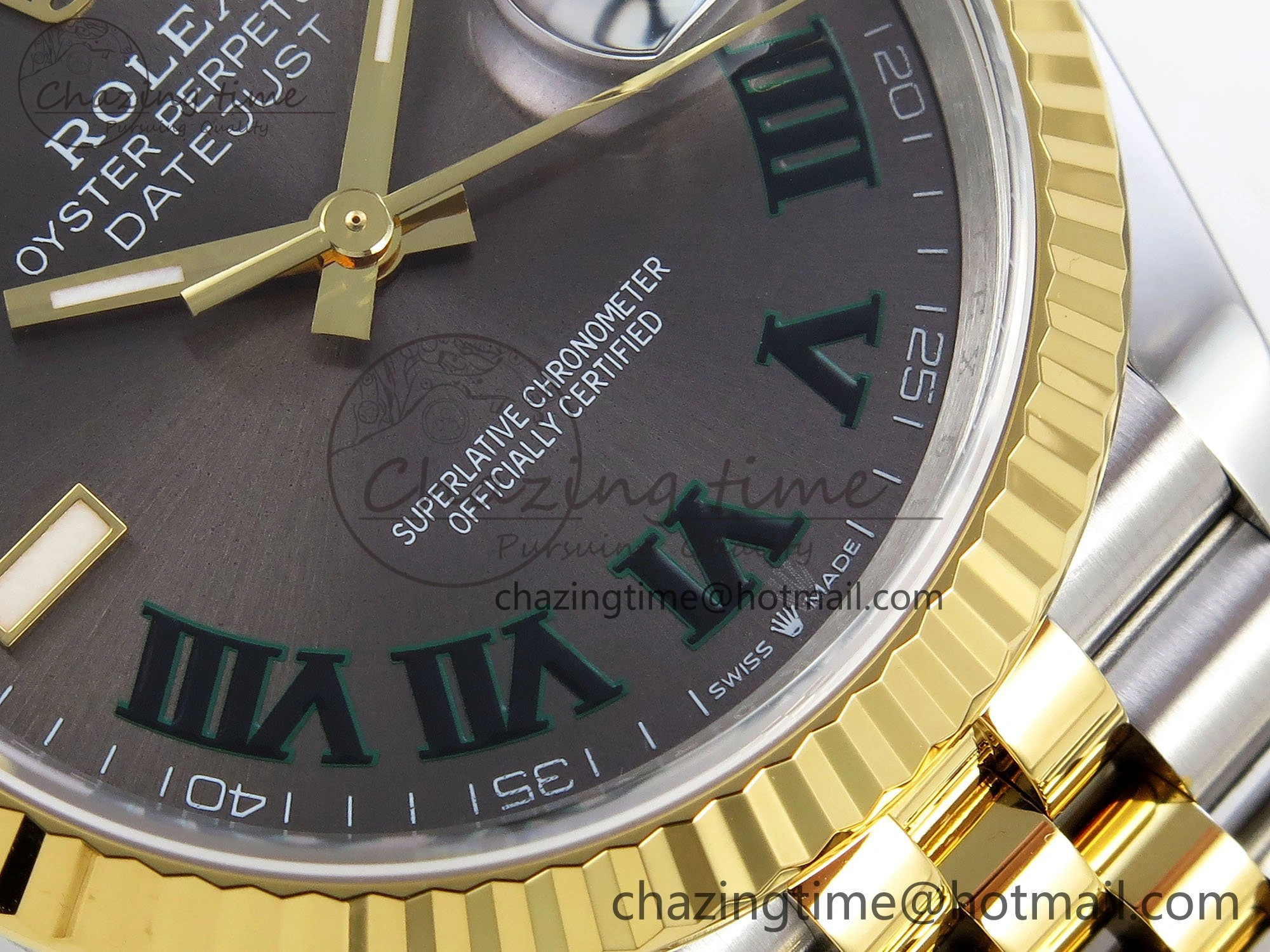 DateJust 36 126233 APF 1:1 Best Edition 904L Steel Gray Dial Green Roman on SS YG Jubilee Bracelet VR3235