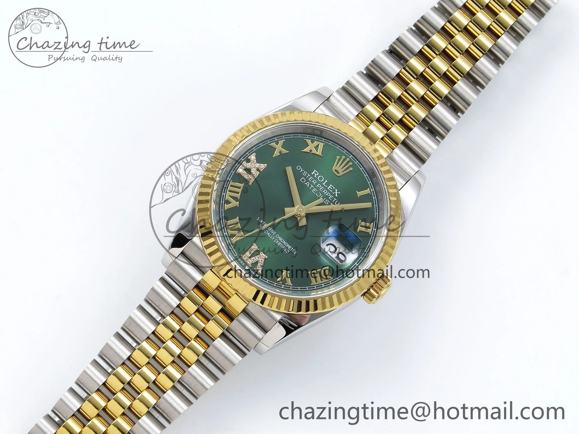 DateJust 36 126233 APF 1:1 Best Edition 904L Steel Green Diamond Roman Dial on Jubilee Bracelet VR3235