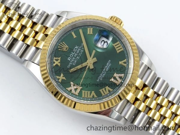 DateJust 36 126233 APF 1:1 Best Edition 904L Steel Green Diamond Roman Dial on Jubilee Bracelet VR3235