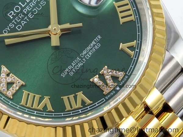 DateJust 36 126233 APF 1:1 Best Edition 904L Steel Green Diamond Roman Dial on Jubilee Bracelet VR3235