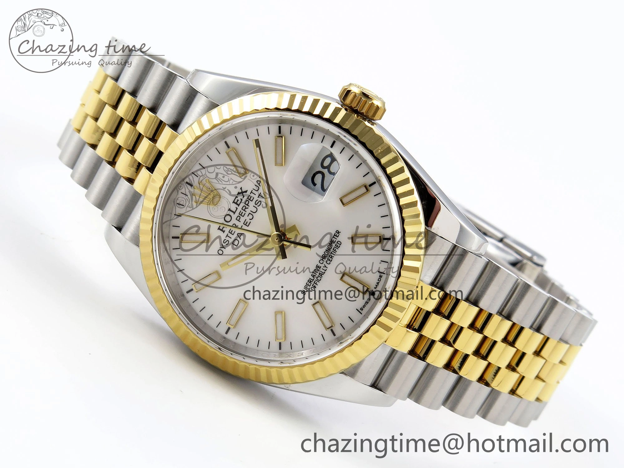DateJust 36 126233 APF 1:1 Best Edition 904L Steel White Sitck Dial on SS YG Jubilee Bracelet VR3235