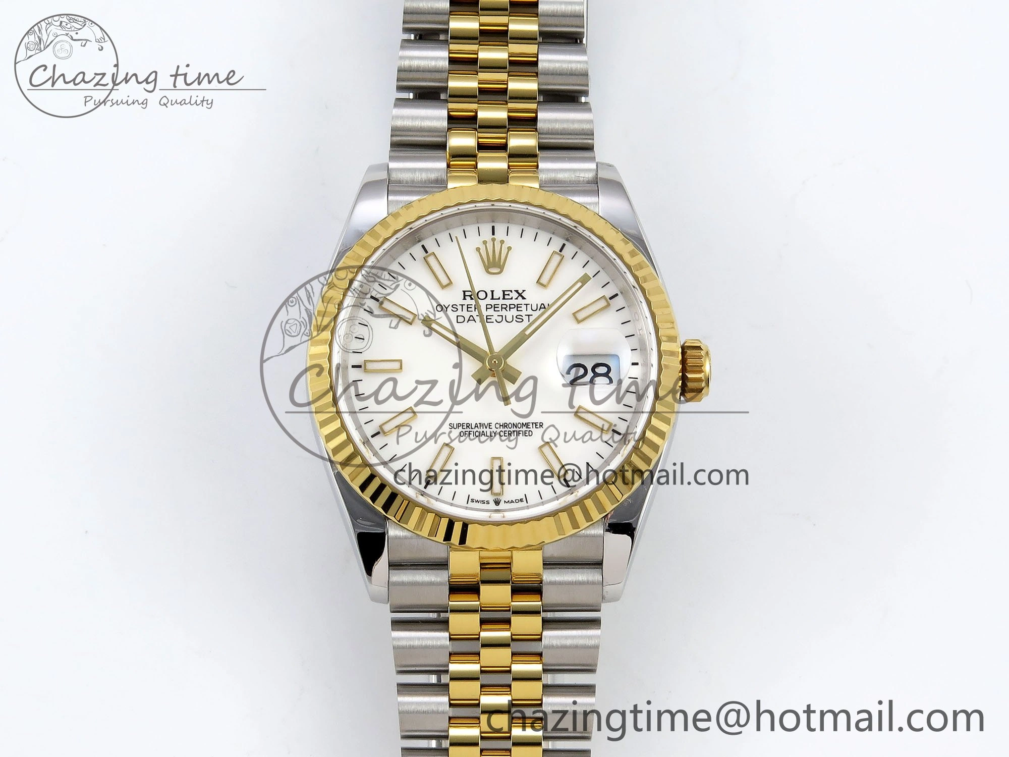 DateJust 36 126233 APF 1:1 Best Edition 904L Steel White Sitck Dial on SS YG Jubilee Bracelet VR3235