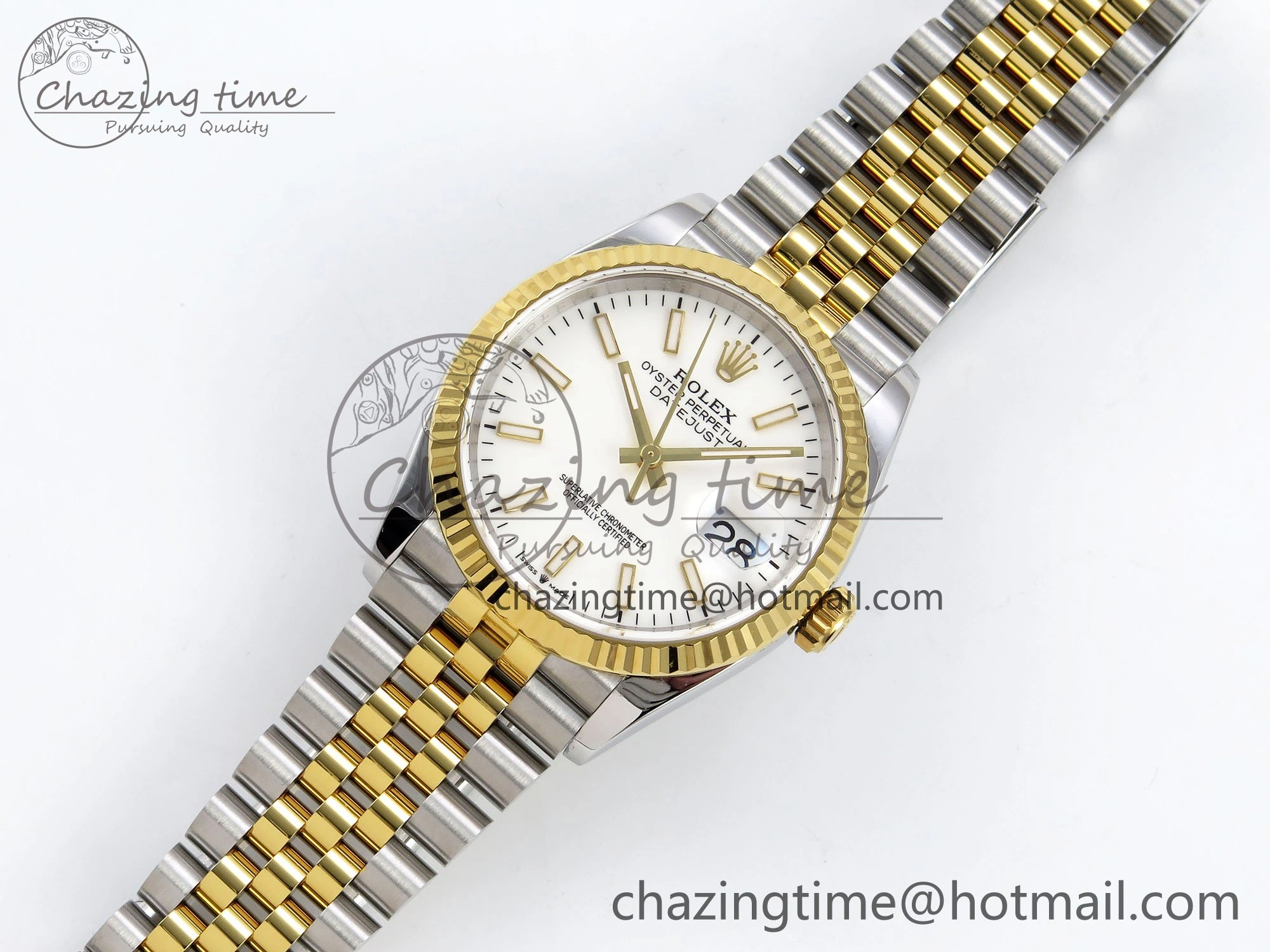 DateJust 36 126233 APF 1:1 Best Edition 904L Steel White Sitck Dial on SS YG Jubilee Bracelet VR3235