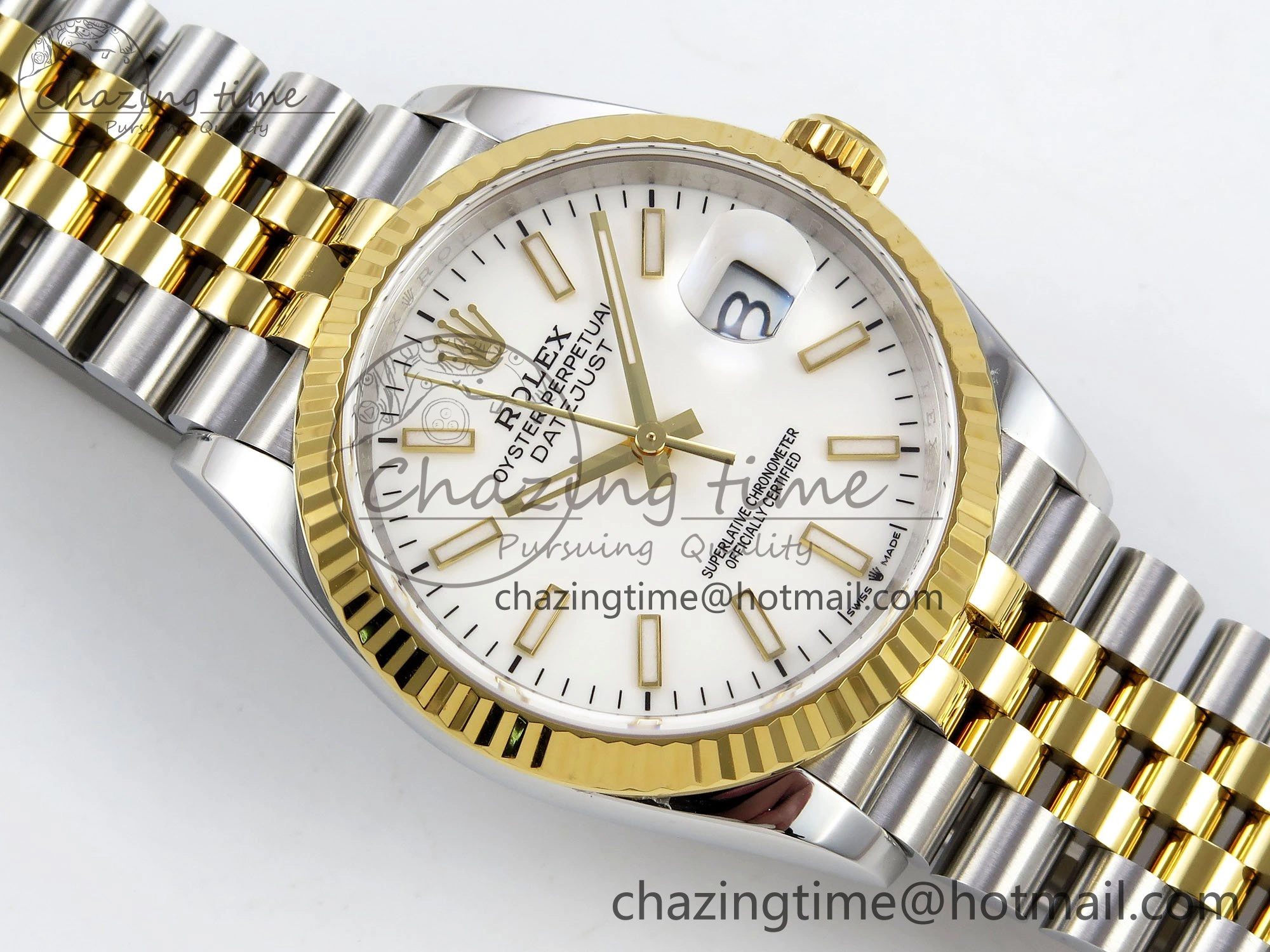 DateJust 36 126233 APF 1:1 Best Edition 904L Steel White Sitck Dial on SS YG Jubilee Bracelet VR3235