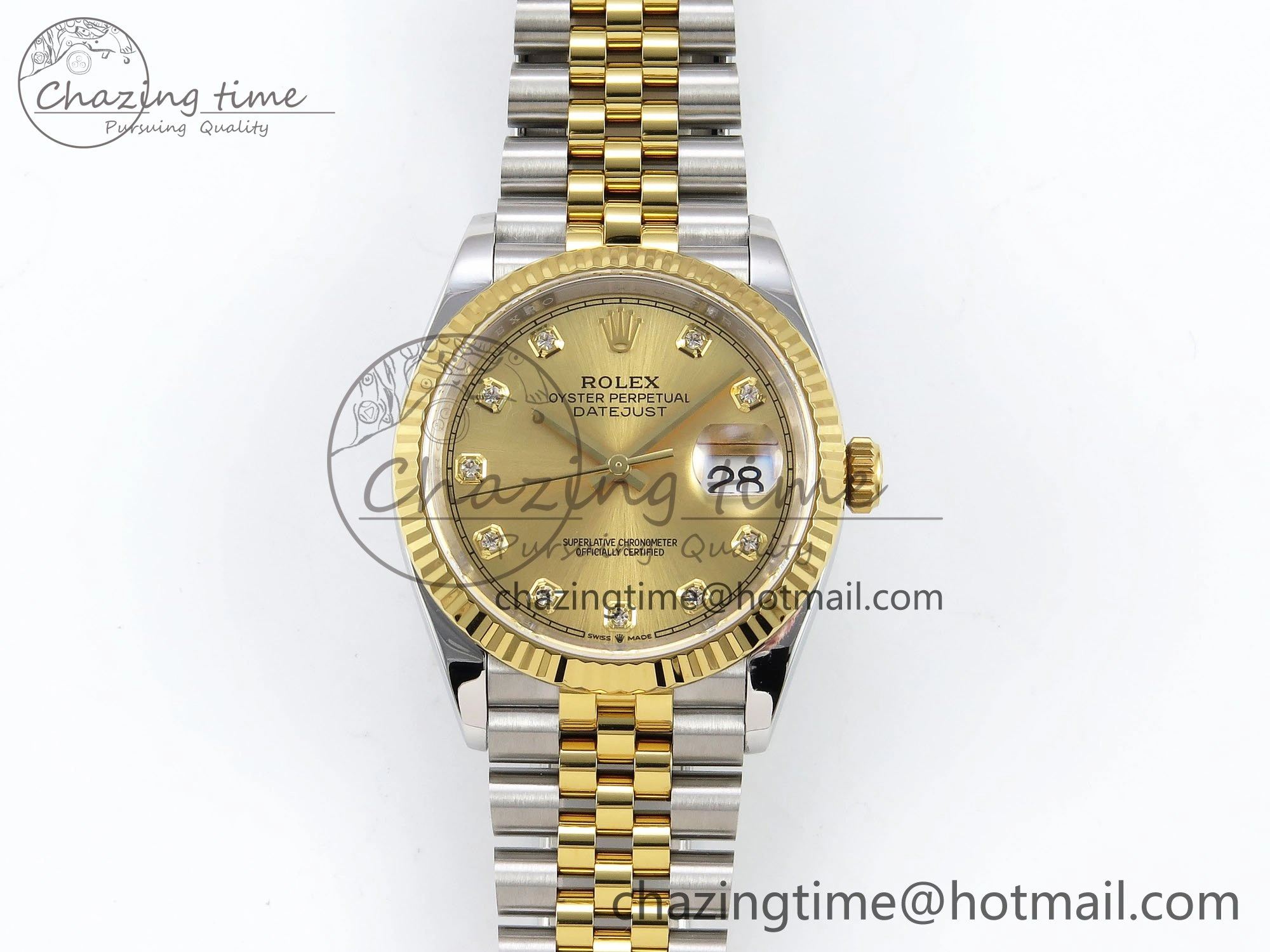 DateJust 36 126233 APF 1:1 Best Edition 904L Steel YG Diamonds Dial on SS YG Jubilee Bracelet VR3235