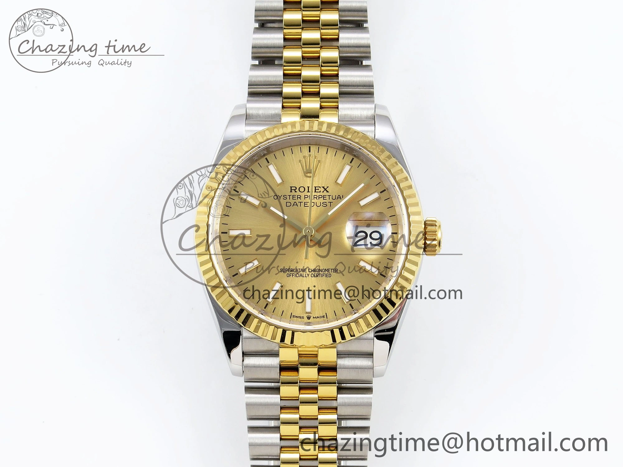 DateJust 36 126233 APF 1:1 Best Edition 904L Steel YG Sitck Dial on SS YG Jubilee Bracelet VR3235