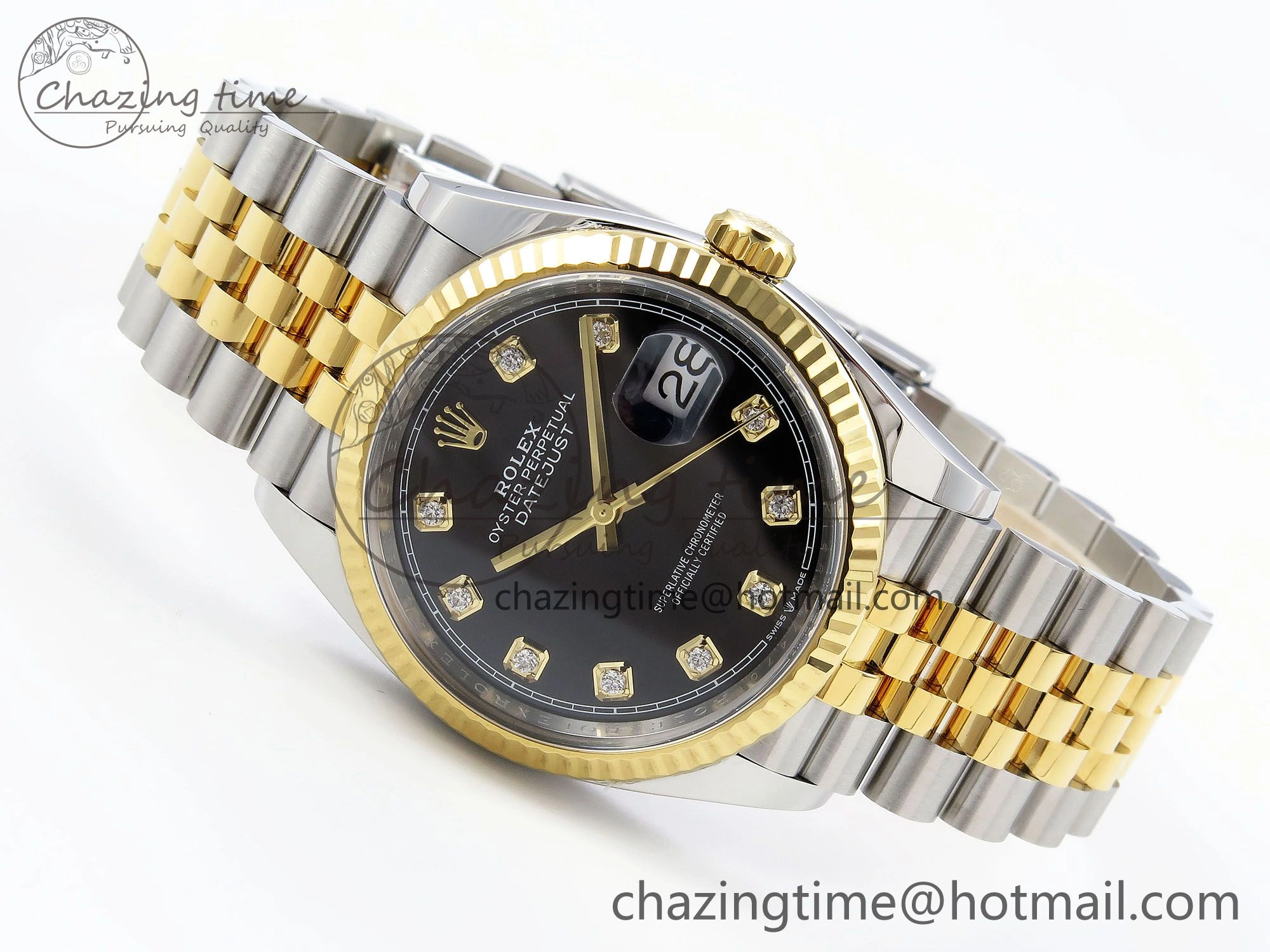 DateJust 36 126233 Clean 1:1 Best Edition 904L Steel Black Diamonds Dial on SS YG Jubilee Bracelet VR3235