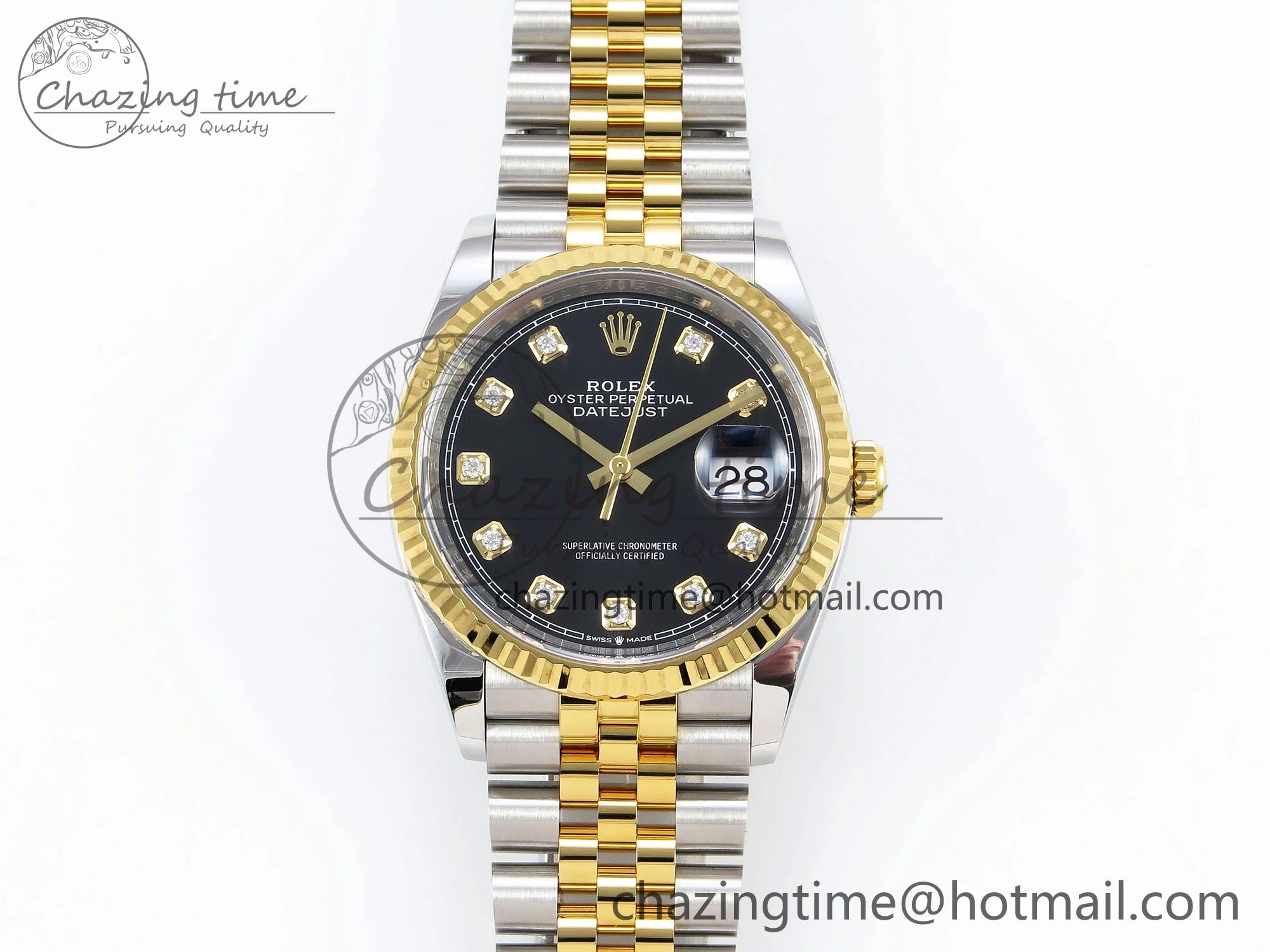 DateJust 36 126233 Clean 1:1 Best Edition 904L Steel Black Diamonds Dial on SS YG Jubilee Bracelet VR3235