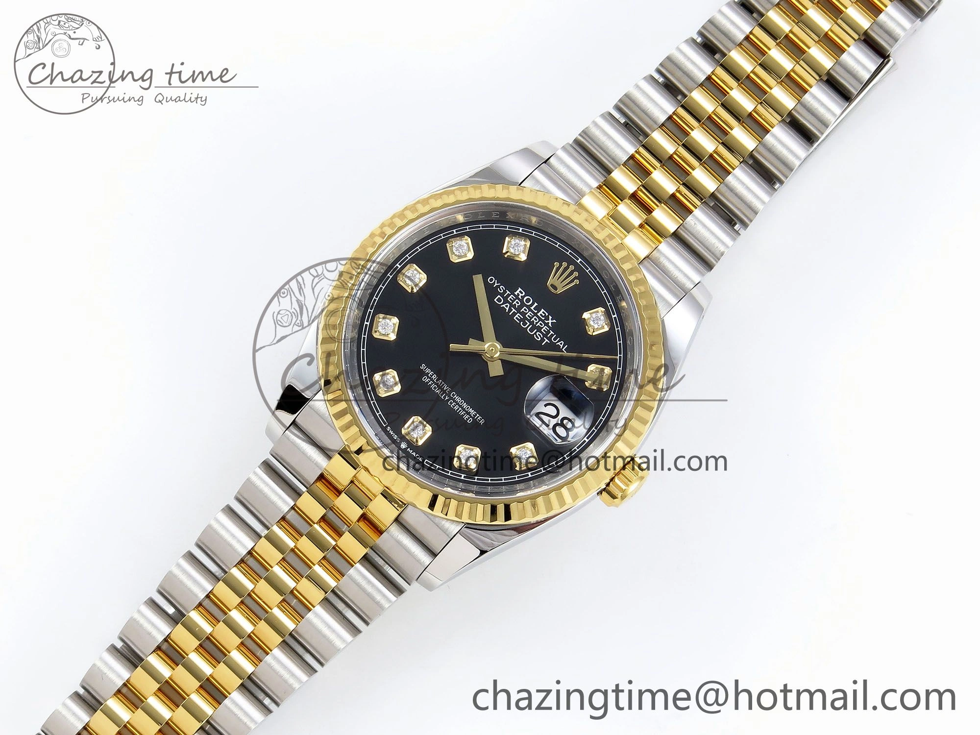 DateJust 36 126233 Clean 1:1 Best Edition 904L Steel Black Diamonds Dial on SS YG Jubilee Bracelet VR3235