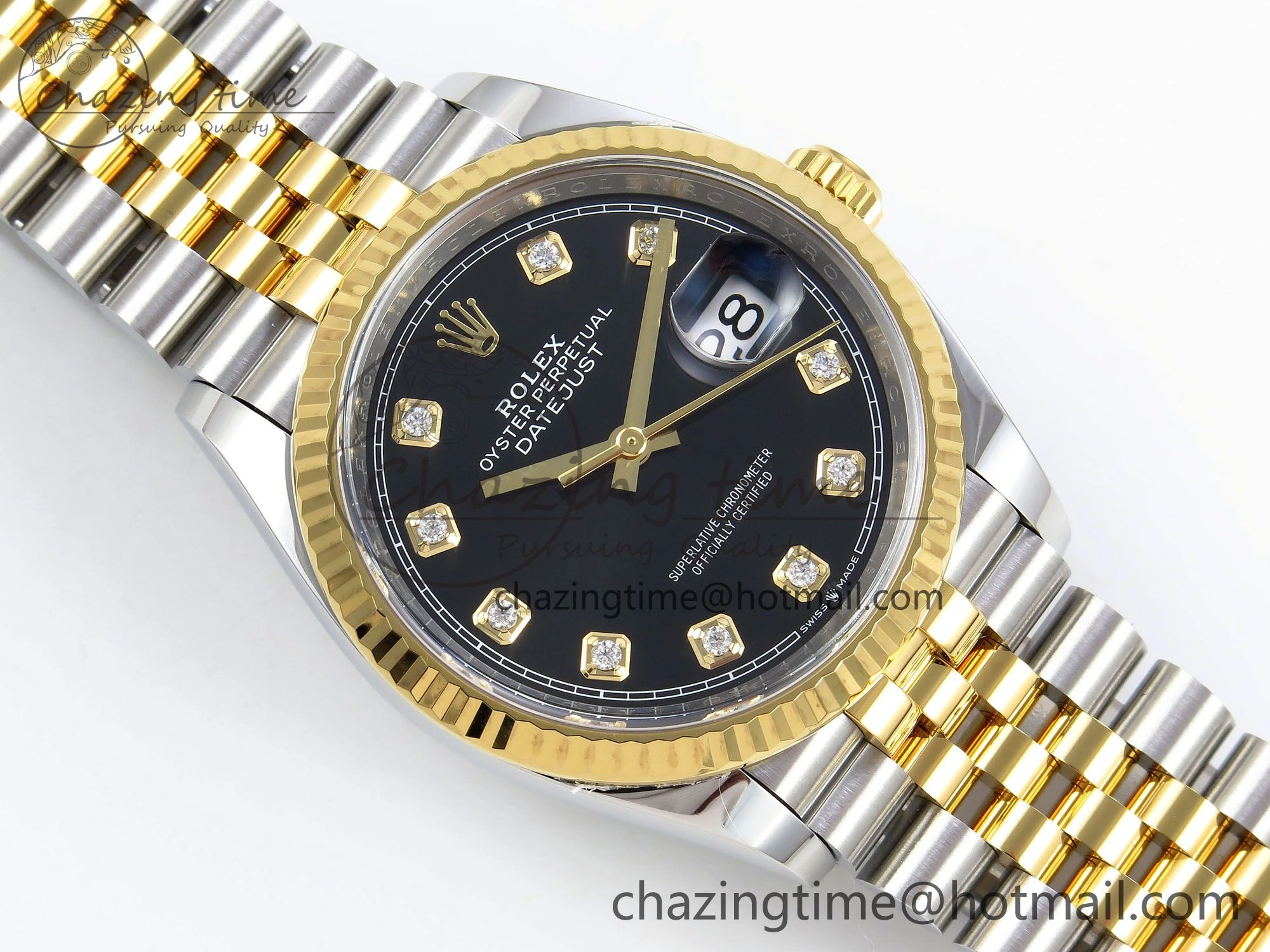 DateJust 36 126233 Clean 1:1 Best Edition 904L Steel Black Diamonds Dial on SS YG Jubilee Bracelet VR3235