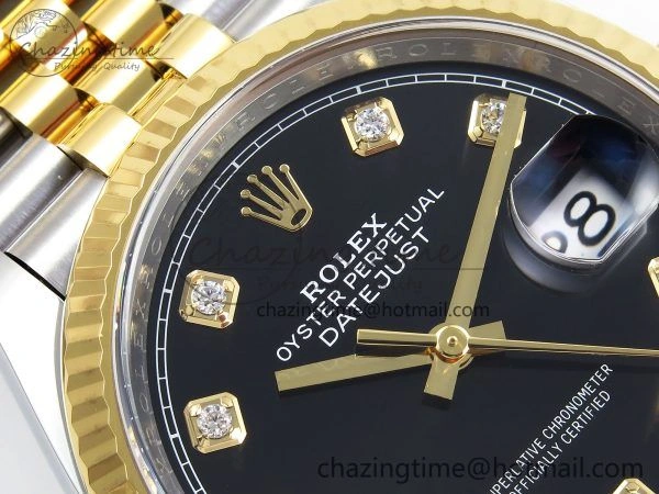 DateJust 36 126233 Clean 1:1 Best Edition 904L Steel Black Diamonds Dial on SS YG Jubilee Bracelet VR3235