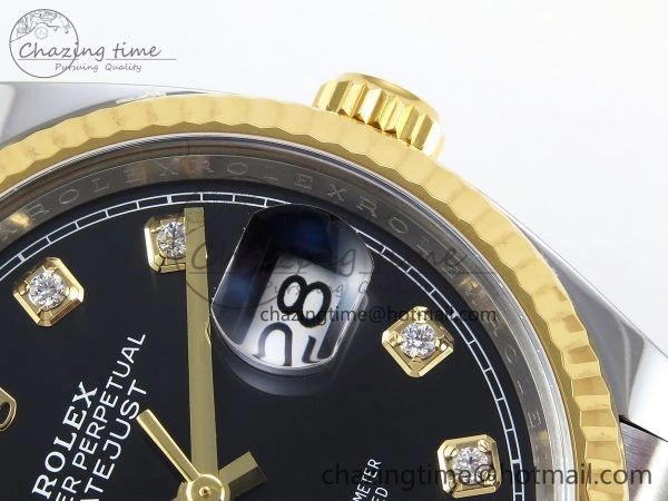 DateJust 36 126233 Clean 1:1 Best Edition 904L Steel Black Diamonds Dial on SS YG Jubilee Bracelet VR3235