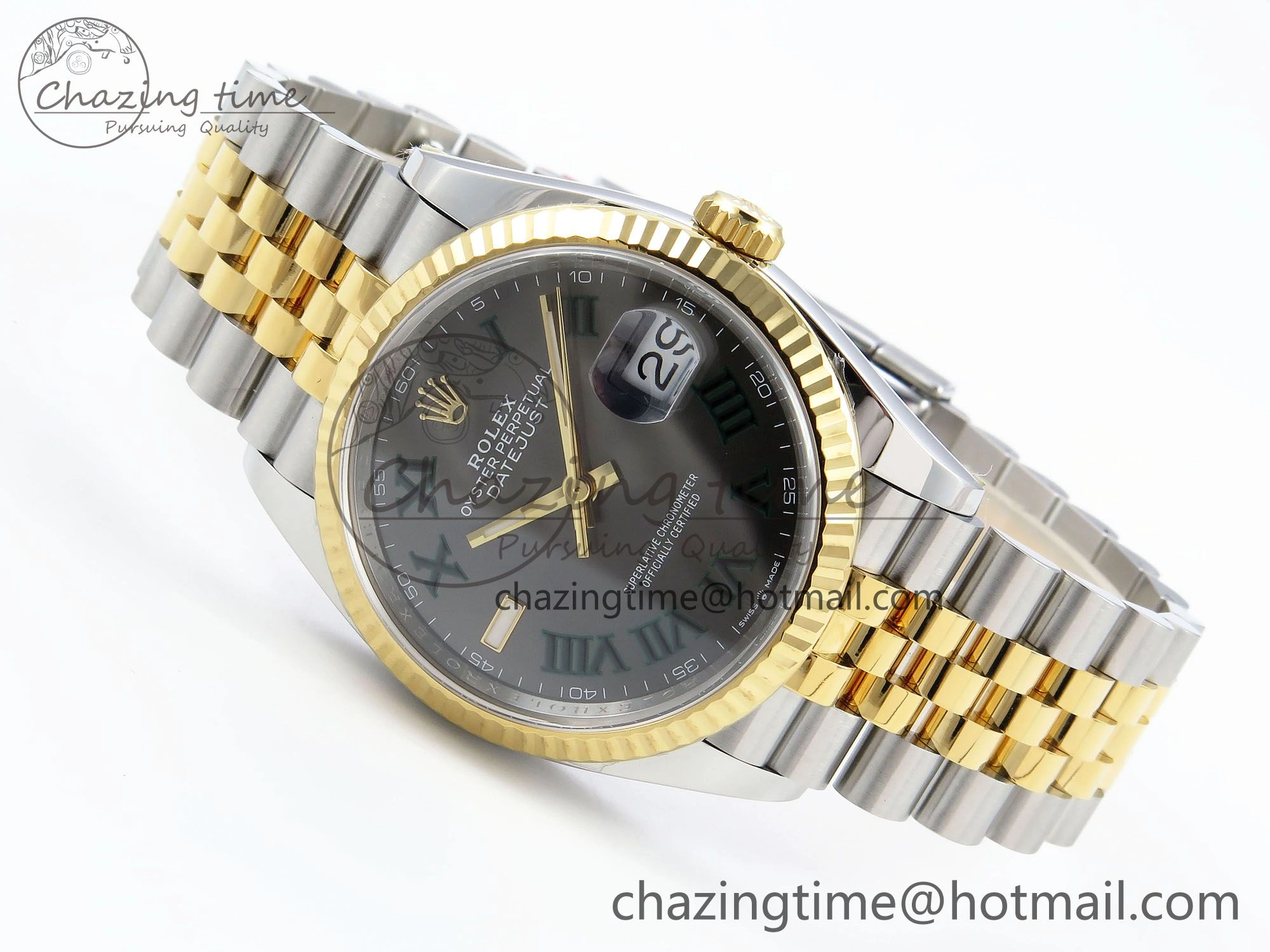 DateJust 36 126233 Clean 1:1 Best Edition 904L Steel Gray Dial Green Roman Marker on SS YG Jubilee Bracelet VR3235