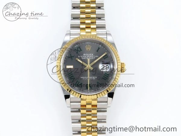 DateJust 36 126233 Clean 1:1 Best Edition 904L Steel Gray Dial Green Roman Marker on SS YG Jubilee Bracelet VR3235