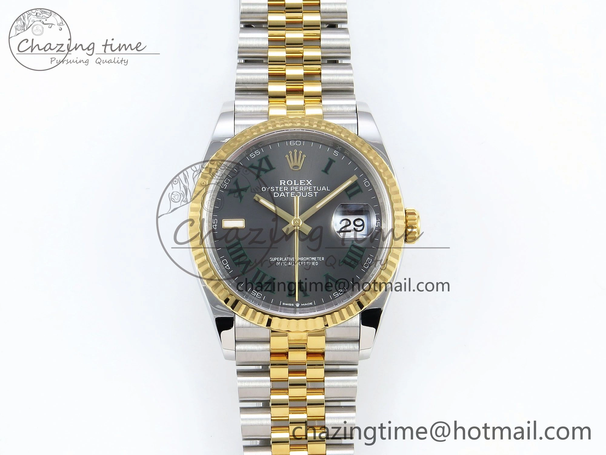 DateJust 36 126233 Clean 1:1 Best Edition 904L Steel Gray Dial Green Roman Marker on SS YG Jubilee Bracelet VR3235