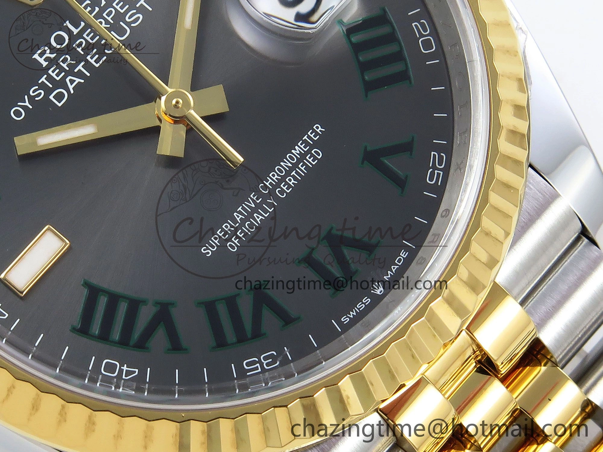 DateJust 36 126233 Clean 1:1 Best Edition 904L Steel Gray Dial Green Roman Marker on SS YG Jubilee Bracelet VR3235
