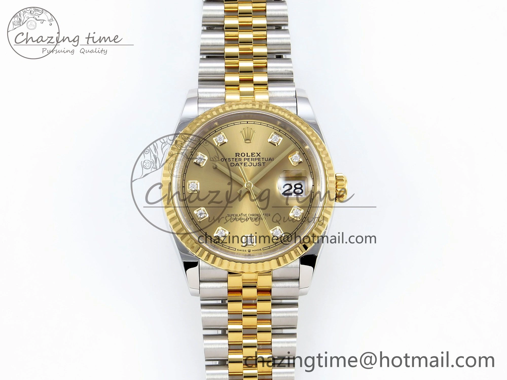 DateJust 36 126233 Clean 1:1 Best Edition 904L Steel YG Diamonds Dial on SS YG Jubilee Bracelet VR3235