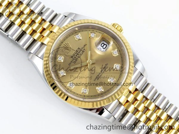 DateJust 36 126233 Clean 1:1 Best Edition 904L Steel YG Diamonds Dial on SS YG Jubilee Bracelet VR3235